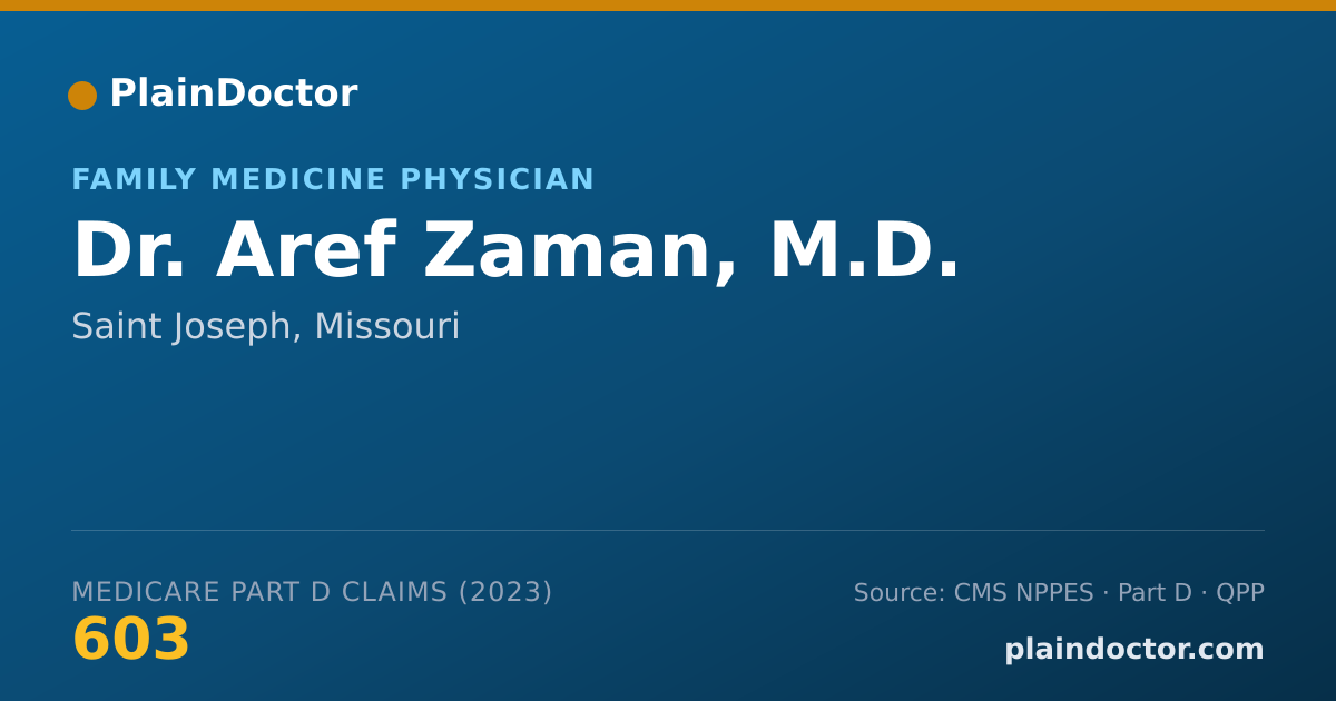 Shareable card for Aref Zaman, M.D. - Family Medicine Physician, Saint Joseph, MO