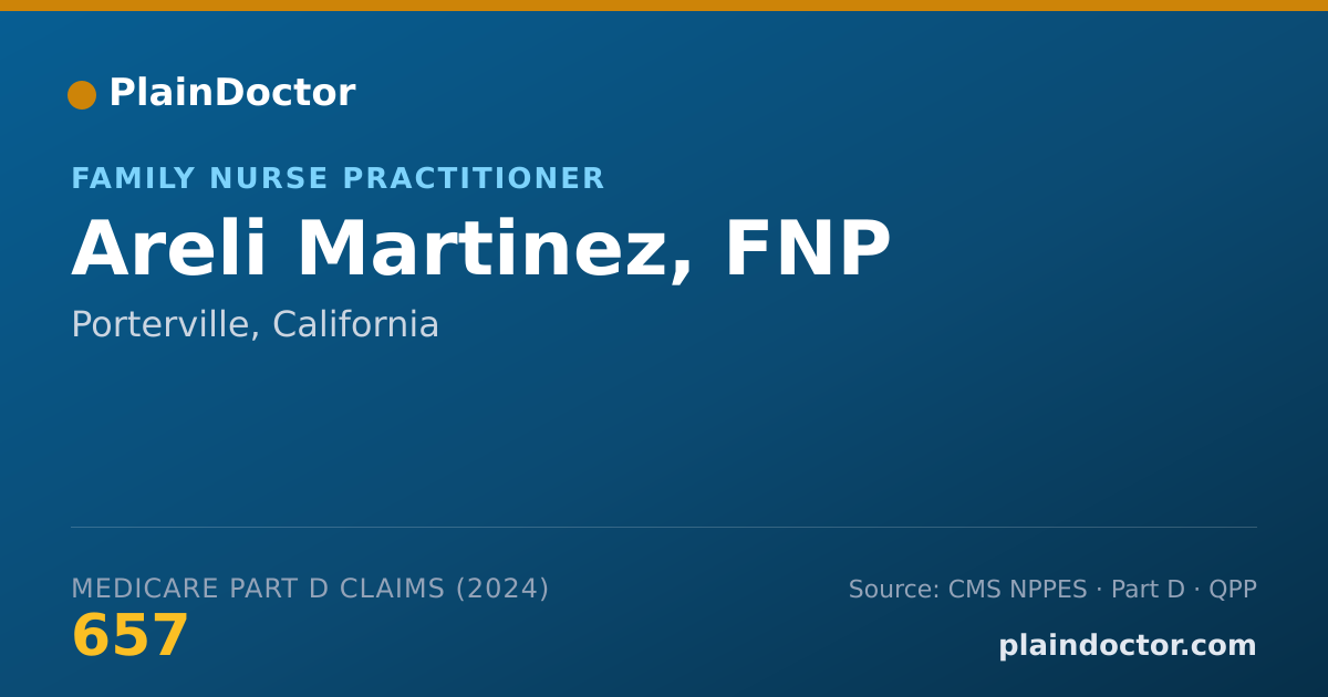Shareable card for Areli Martinez, FNP - Family Nurse Practitioner, Porterville, CA