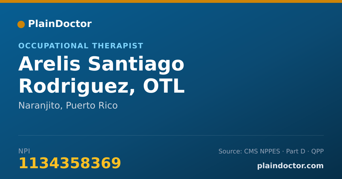 Shareable card for Arelis Santiago Rodriguez, OTL - Occupational Therapist, Naranjito, PR