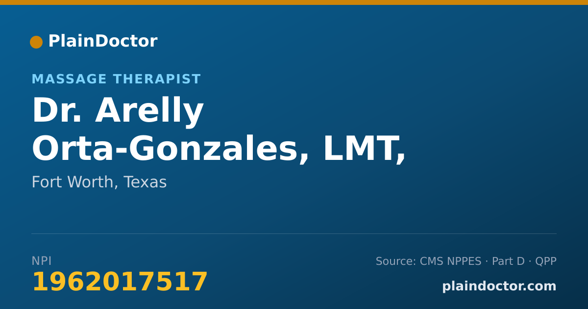 Shareable card for Arelly Orta-Gonzales, LMT, MTI - Massage Therapist, Fort Worth, TX