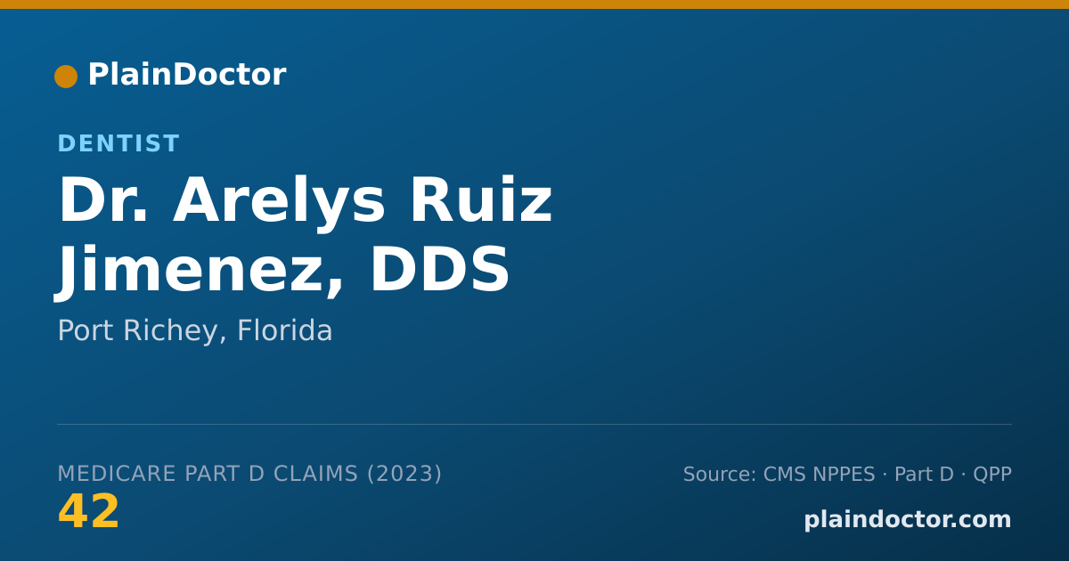 Shareable card for Arelys Ruiz Jimenez, DDS - Dentist, Port Richey, FL