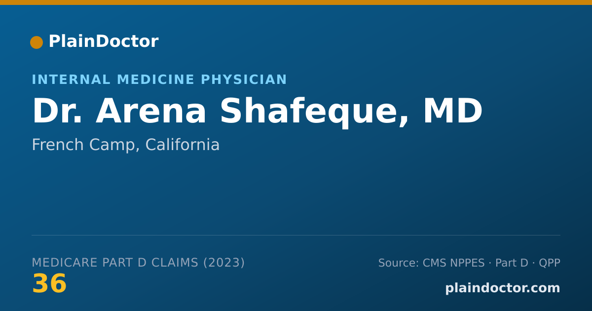 Shareable card for Arena Shafeque, MD - Internal Medicine Physician, French Camp, CA