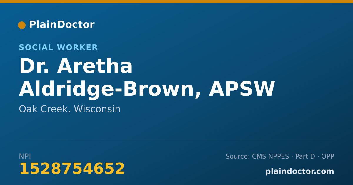 Shareable card for Aretha Aldridge-Brown, APSW - Social Worker, Oak Creek, WI