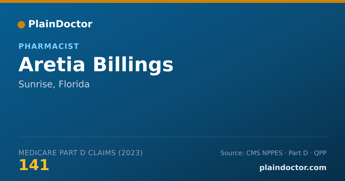 Shareable card for Aretia Billings - Pharmacist, Sunrise, FL