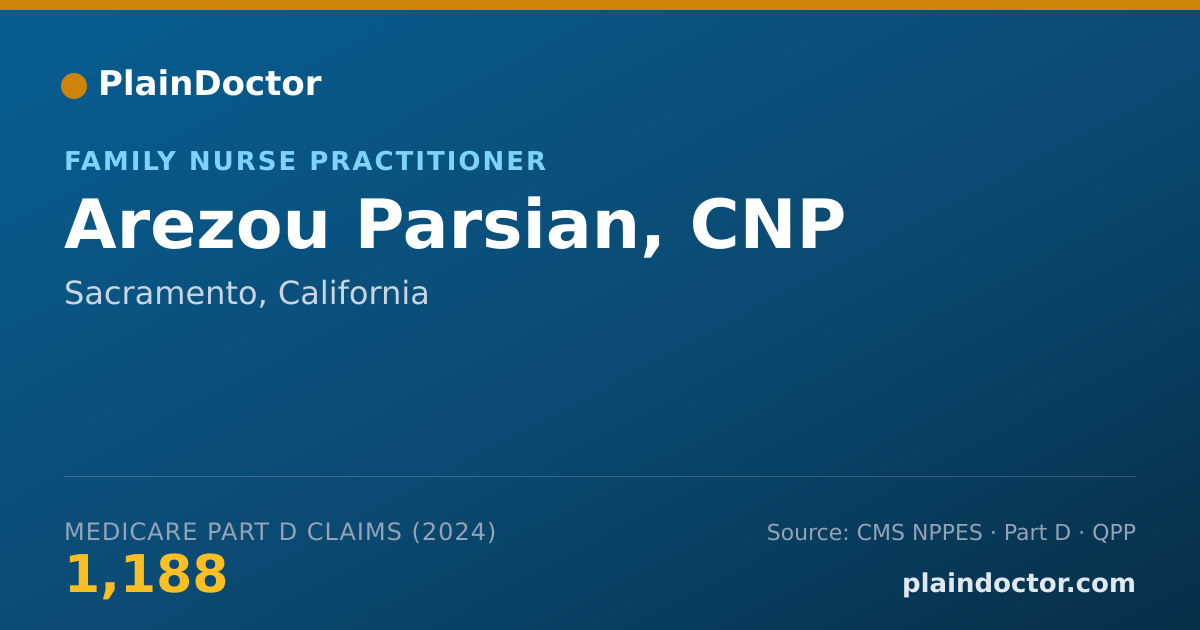 Shareable card for Arezou Parsian, CNP - Family Nurse Practitioner, Sacramento, CA