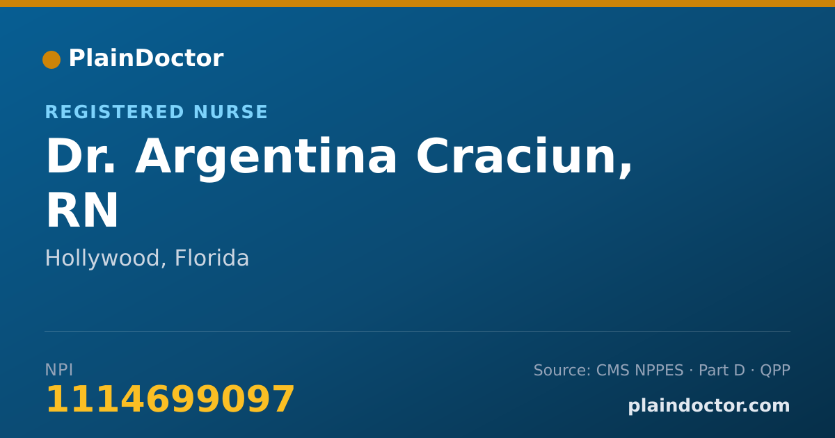 Shareable card for Argentina Craciun, RN - Registered Nurse, Hollywood, FL