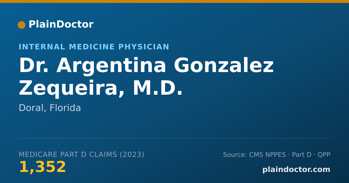 Shareable card for Argentina Gonzalez Zequeira, M.D. - Internal Medicine Physician, Doral, FL