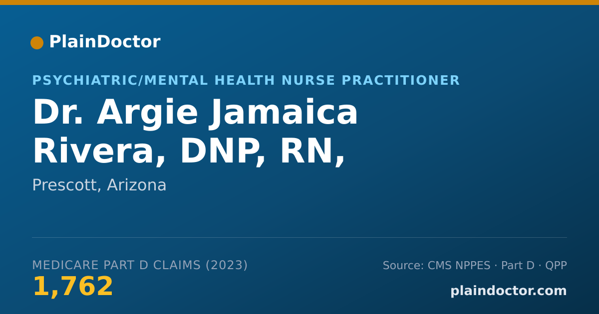 Shareable card for Argie Jamaica Rivera, DNP, RN, PMHNP-BC - Psychiatric/Mental Health Nurse Practitioner, Prescott, AZ