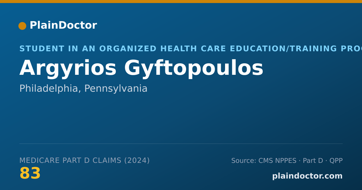 Shareable card for Argyrios Gyftopoulos - Student in an Organized Health Care Education/Training Program, Philadelphia, PA