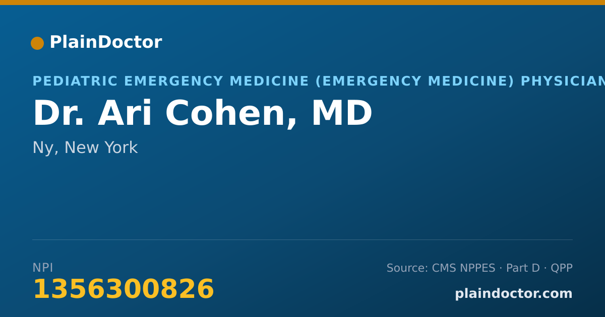 Shareable card for Ari Cohen, MD - Pediatric Emergency Medicine (Emergency Medicine) Physician, Ny, NY