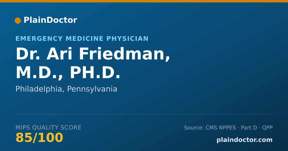 Shareable card for Ari Friedman, M.D., PH.D. - Emergency Medicine Physician, Philadelphia, PA