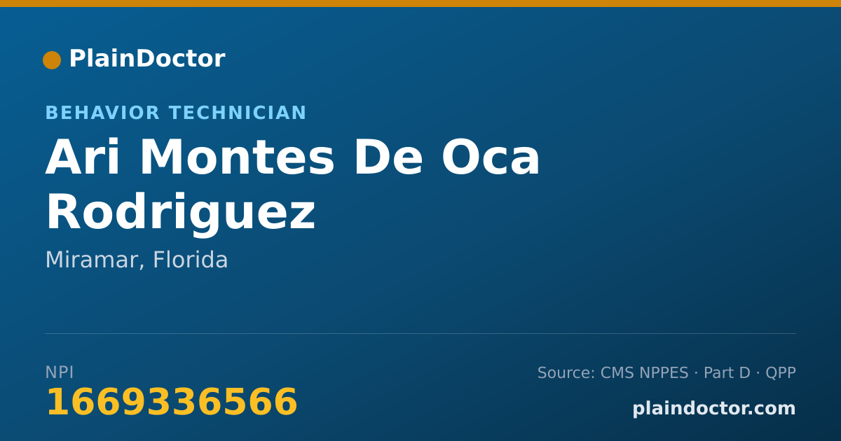 Shareable card for Ari Montes De Oca Rodriguez - Behavior Technician, Miramar, FL