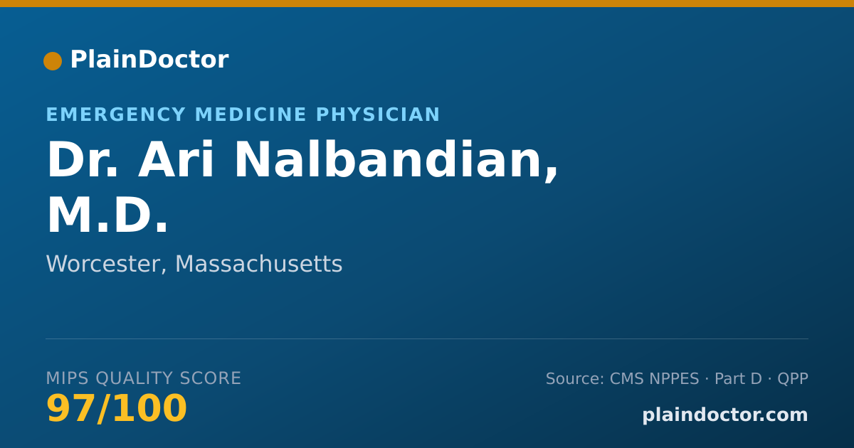 Shareable card for Ari Nalbandian, M.D. - Emergency Medicine Physician, Worcester, MA