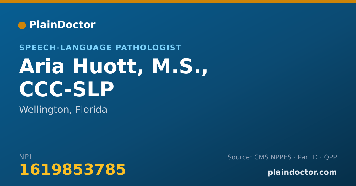 Shareable card for Aria Huott, M.S., CCC-SLP - Speech-Language Pathologist, Wellington, FL