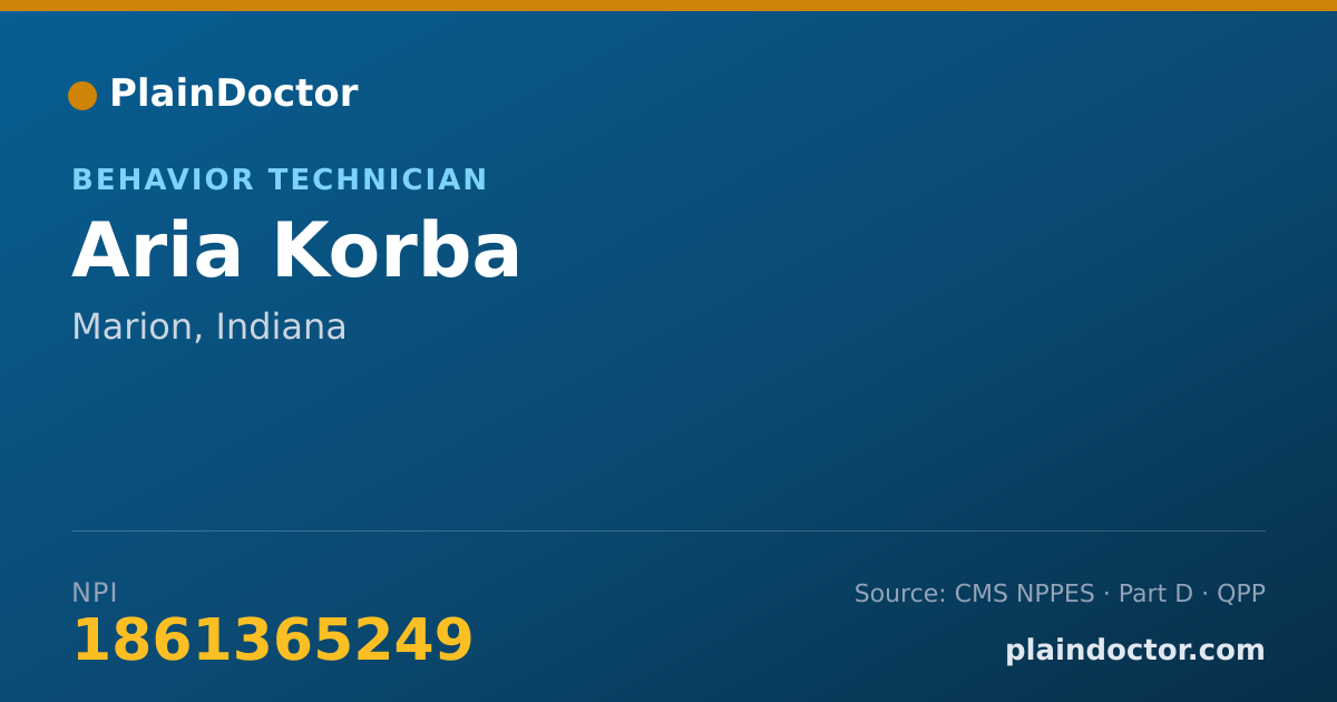 Shareable card for Aria Korba - Behavior Technician, Marion, IN