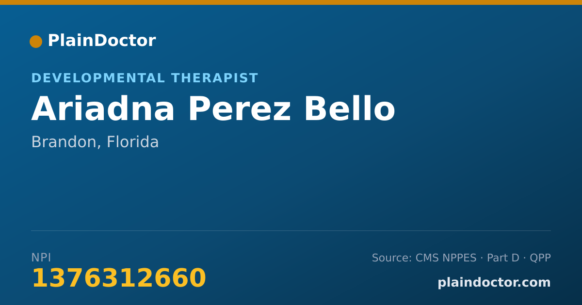 Shareable card for Ariadna Perez Bello - Developmental Therapist, Brandon, FL