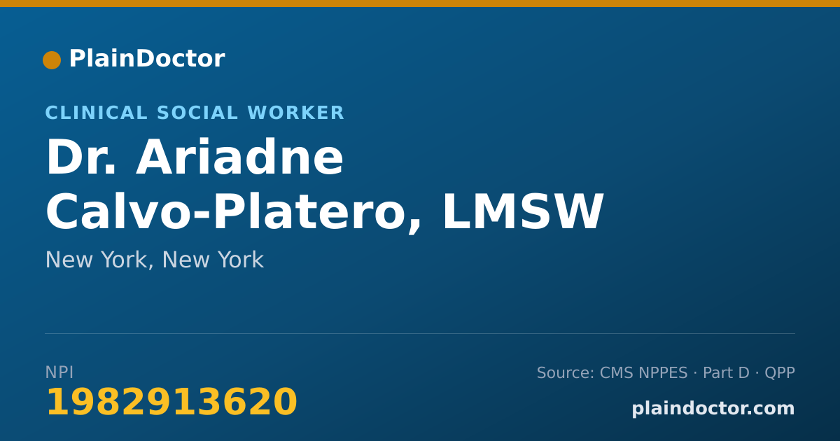 Shareable card for Ariadne Calvo-Platero, LMSW - Clinical Social Worker, New York, NY