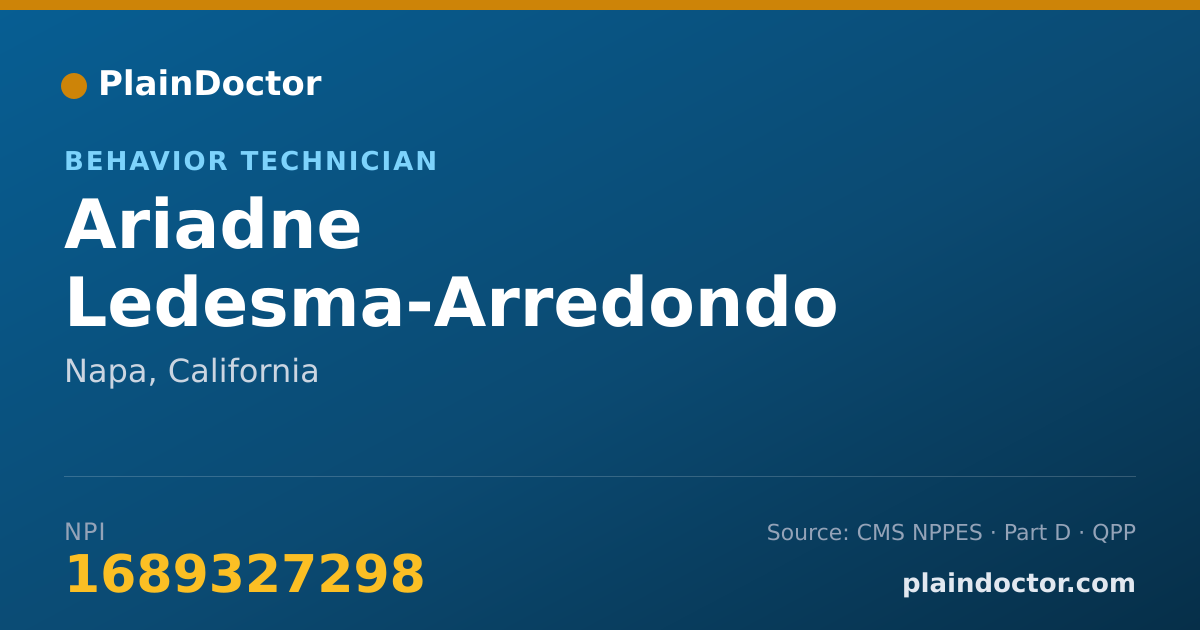 Shareable card for Ariadne Ledesma-Arredondo - Behavior Technician, Napa, CA