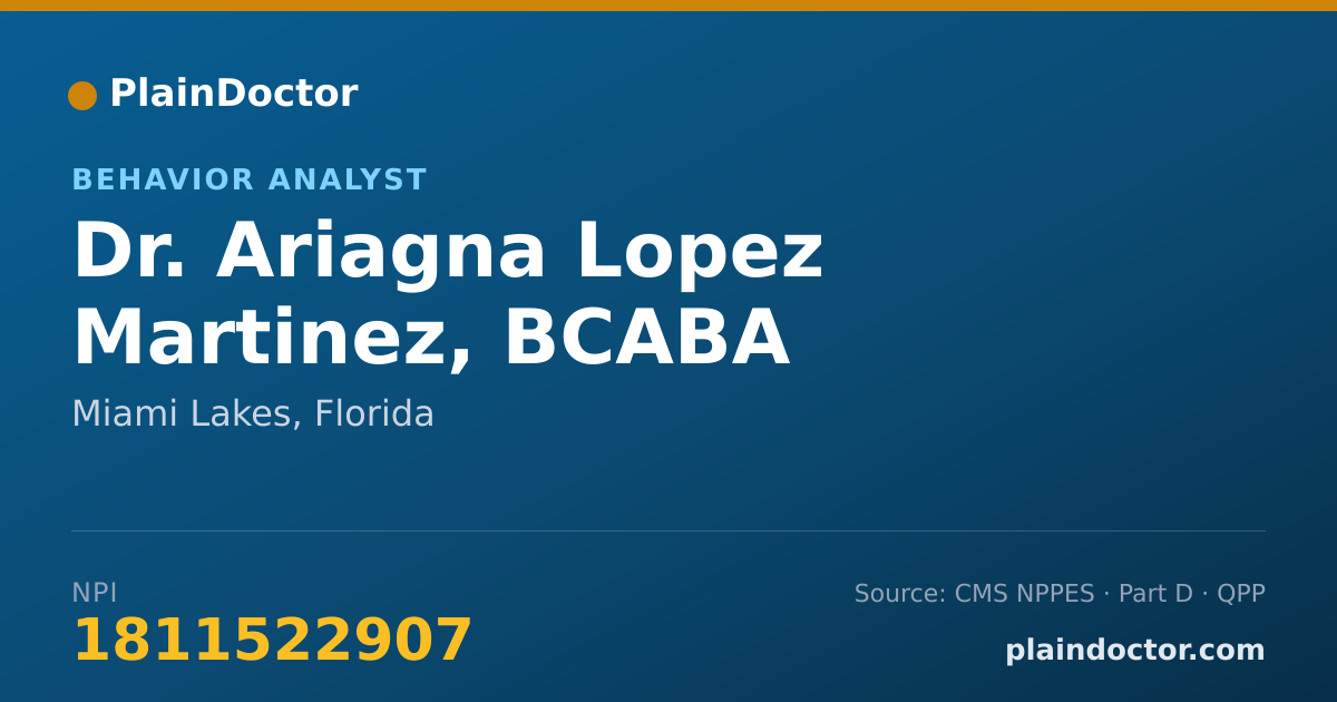 Shareable card for Ariagna Lopez Martinez, BCABA - Behavior Analyst, Miami Lakes, FL