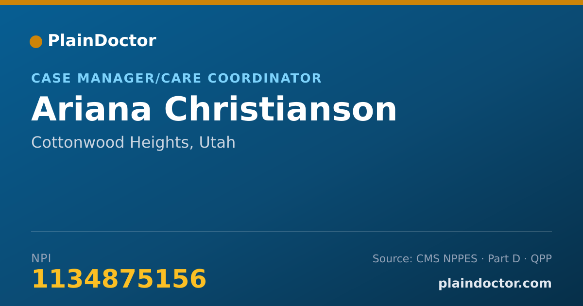 Shareable card for Ariana Christianson - Case Manager/Care Coordinator, Cottonwood Heights, UT