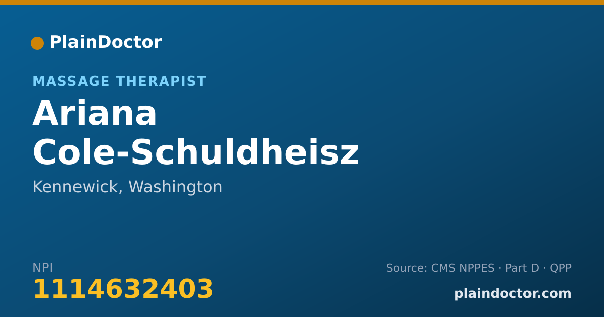 Shareable card for Ariana Cole-Schuldheisz - Massage Therapist, Kennewick, WA