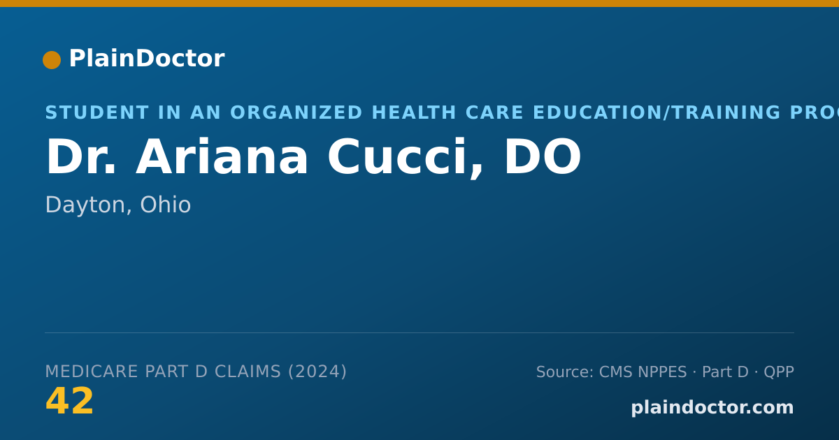 Shareable card for Ariana Cucci, DO - Student in an Organized Health Care Education/Training Program, Dayton, OH