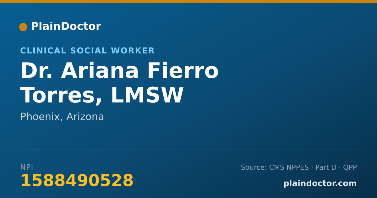 Shareable card for Ariana Fierro Torres, LMSW - Clinical Social Worker, Phoenix, AZ