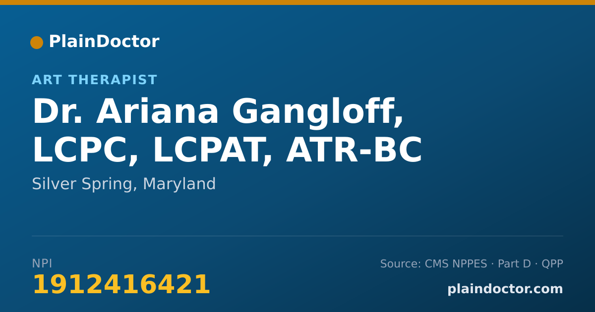 Shareable card for Ariana Gangloff, LCPC, LCPAT, ATR-BC - Art Therapist, Silver Spring, MD