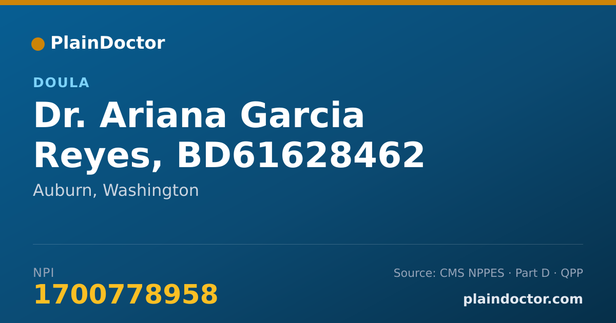 Shareable card for Ariana Garcia Reyes, BD61628462 - Doula, Auburn, WA