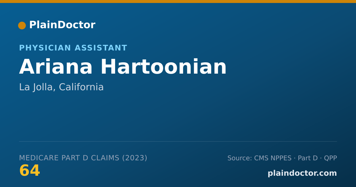 Shareable card for Ariana Hartoonian - Physician Assistant, La Jolla, CA