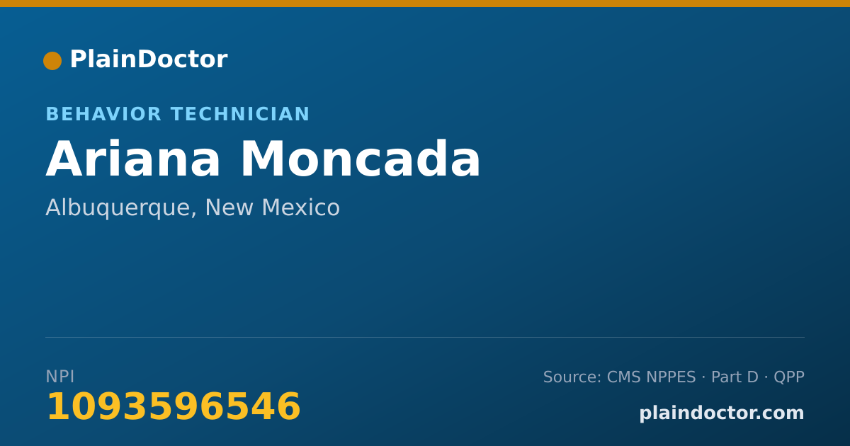 Shareable card for Ariana Moncada - Behavior Technician, Albuquerque, NM