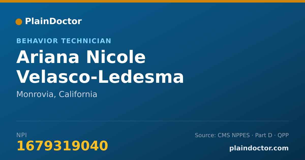 Shareable card for Ariana Nicole Velasco-Ledesma - Behavior Technician, Monrovia, CA