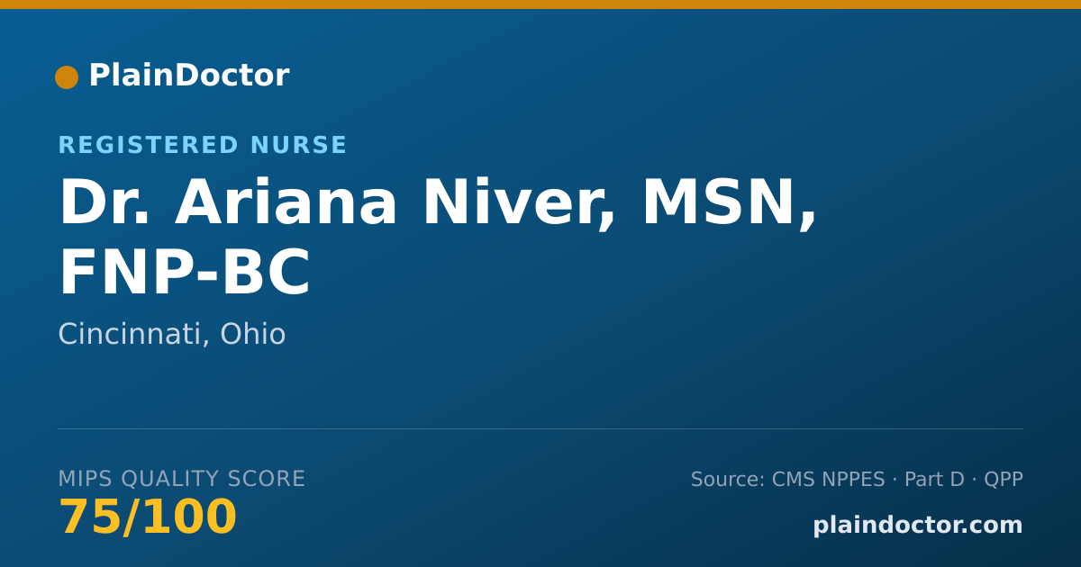 Shareable card for Ariana Niver, MSN, FNP-BC - Registered Nurse, Cincinnati, OH