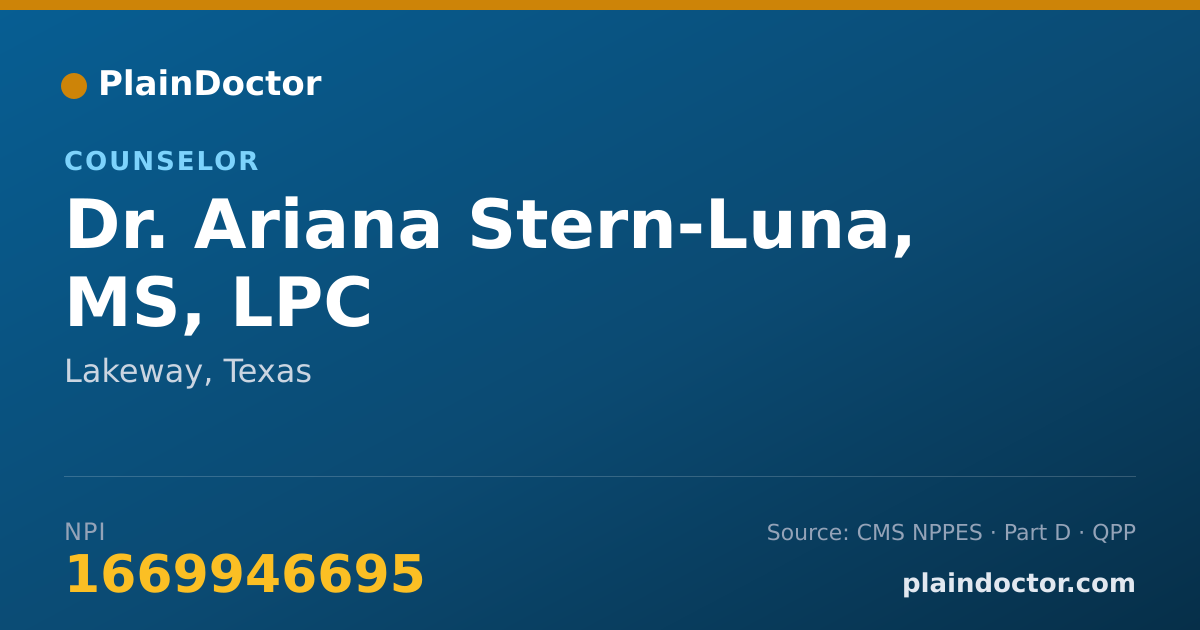 Shareable card for Ariana Stern-Luna, MS, LPC - Counselor, Lakeway, TX