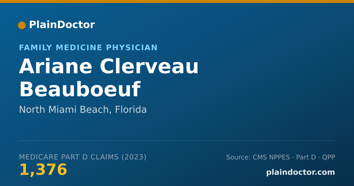 Shareable card for Ariane Clerveau Beauboeuf - Family Medicine Physician, North Miami Beach, FL