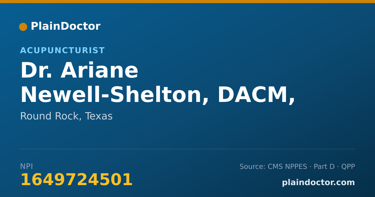 Shareable card for Ariane Newell-Shelton, DACM, L.AC. - Acupuncturist, Round Rock, TX