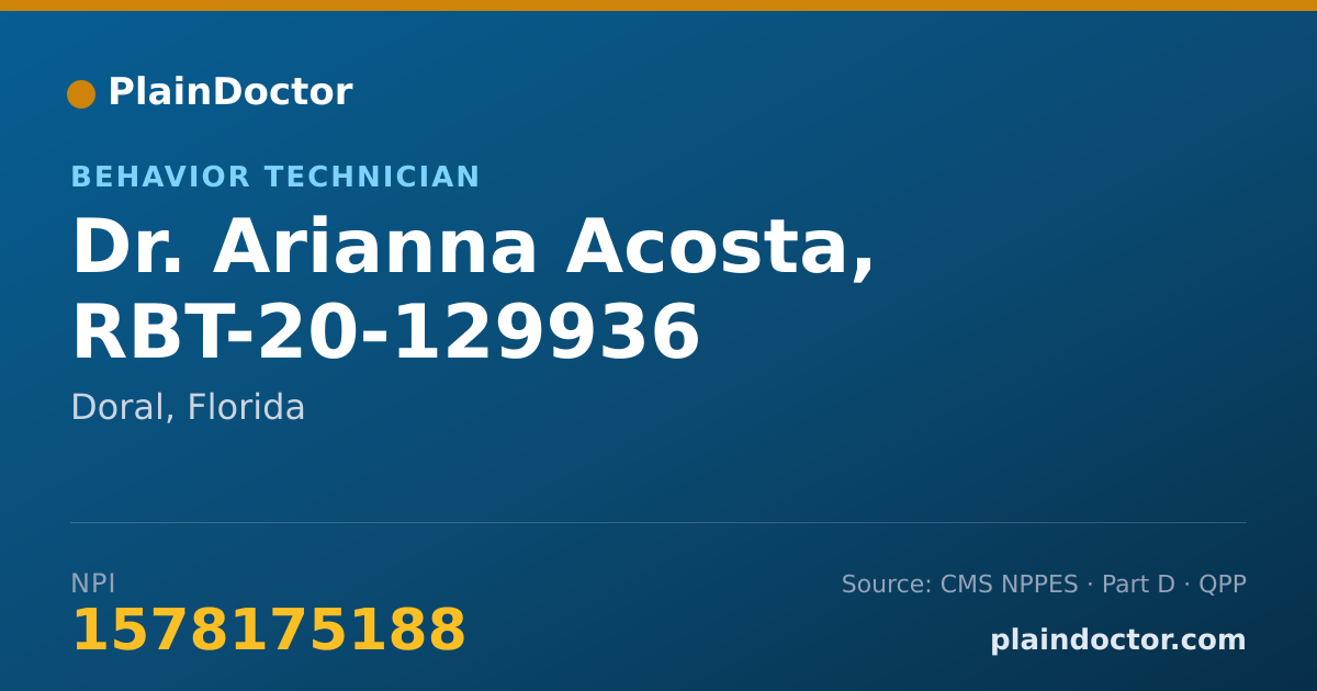 Shareable card for Arianna Acosta, RBT-20-129936 - Behavior Technician, Doral, FL