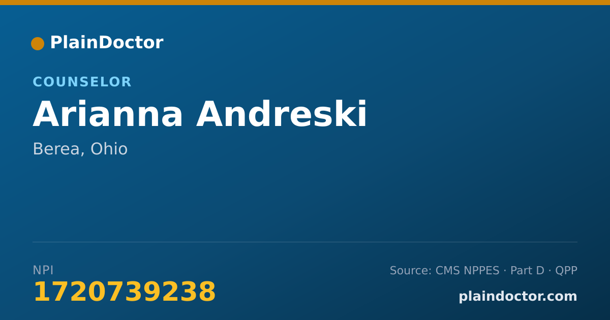 Shareable card for Arianna Andreski - Counselor, Berea, OH