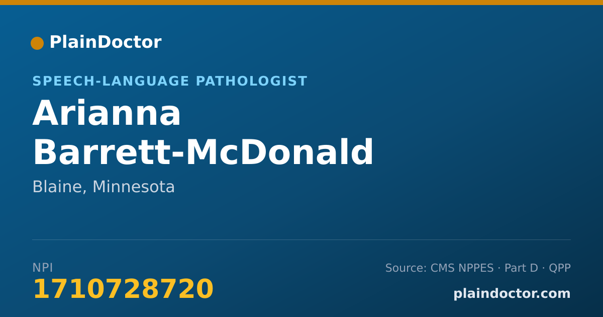 Shareable card for Arianna Barrett-McDonald - Speech-Language Pathologist, Blaine, MN