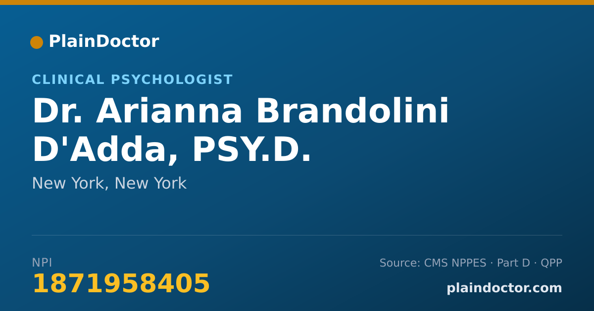 Shareable card for Arianna Brandolini D'Adda, PSY.D. - Clinical Psychologist, New York, NY