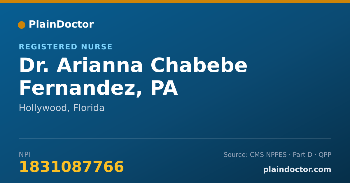 Shareable card for Arianna Chabebe Fernandez, PA - Registered Nurse, Hollywood, FL