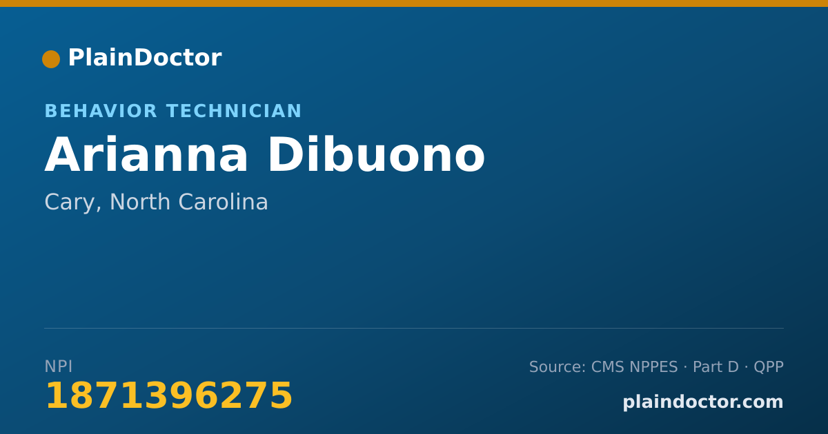Shareable card for Arianna Dibuono - Behavior Technician, Cary, NC
