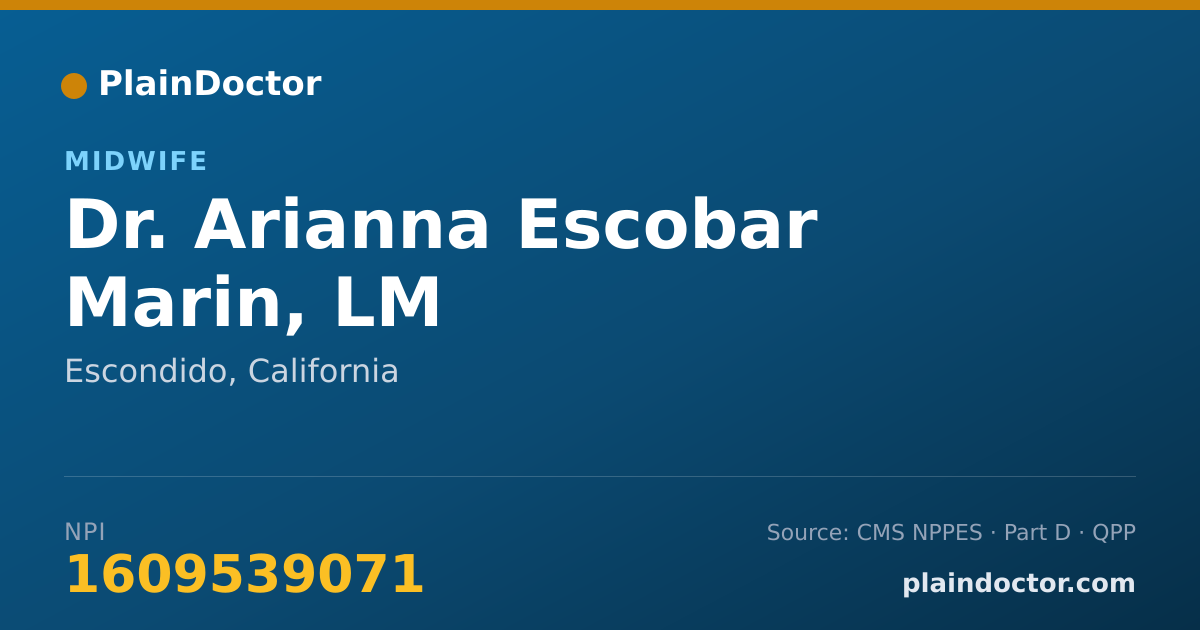 Shareable card for Arianna Escobar Marin, LM - Midwife, Escondido, CA