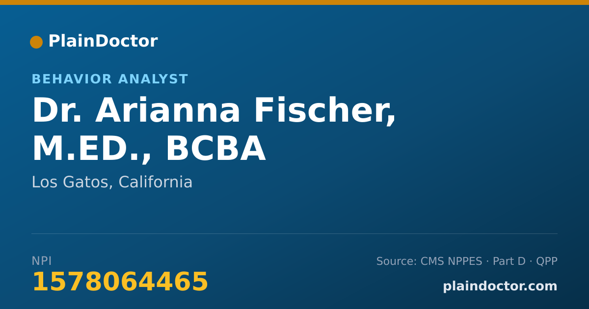 Shareable card for Arianna Fischer, M.ED., BCBA - Behavior Analyst, Los Gatos, CA