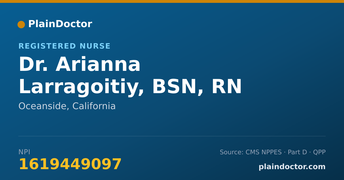 Shareable card for Arianna Larragoitiy, BSN, RN - Registered Nurse, Oceanside, CA