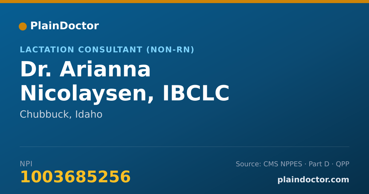 Shareable card for Arianna Nicolaysen, IBCLC - Lactation Consultant (Non-RN), Chubbuck, ID