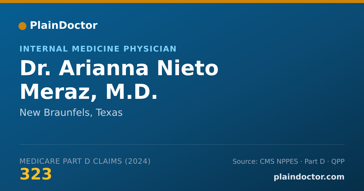 Shareable card for Arianna Nieto Meraz, M.D. - Internal Medicine Physician, New Braunfels, TX