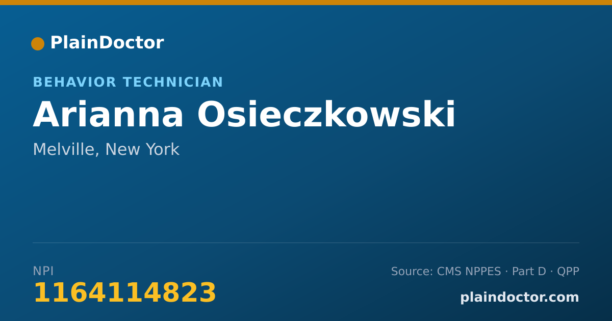Shareable card for Arianna Osieczkowski - Behavior Technician, Melville, NY