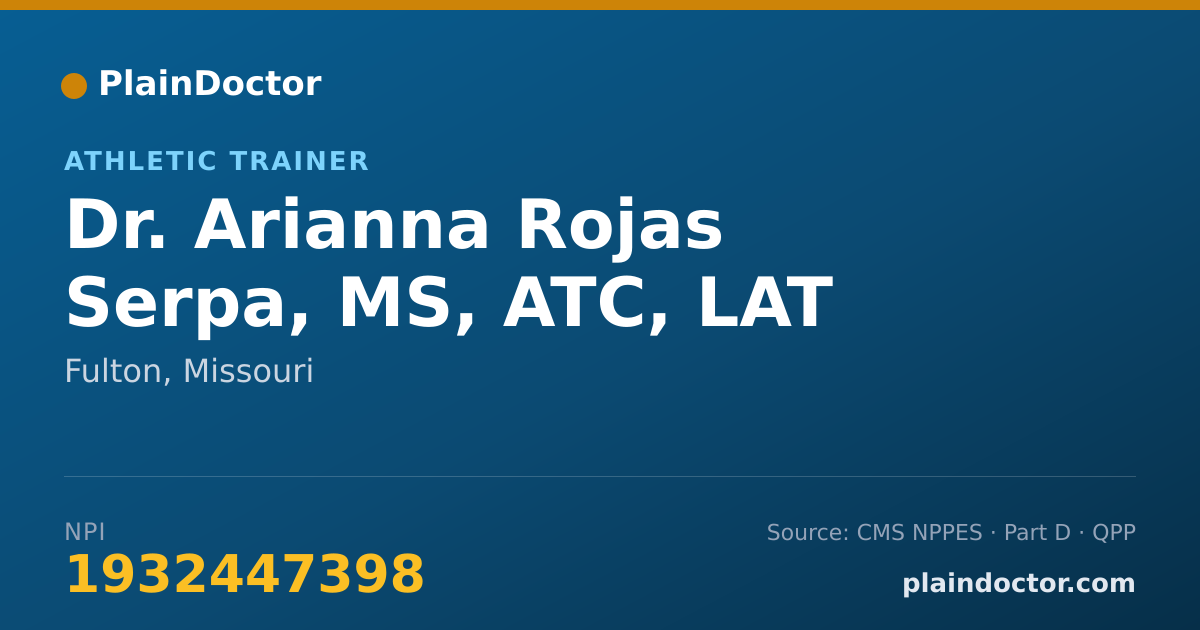 Shareable card for Arianna Rojas Serpa, MS, ATC, LAT - Athletic Trainer, Fulton, MO