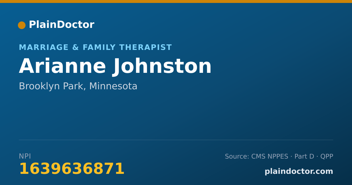 Shareable card for Arianne Johnston - Marriage & Family Therapist, Brooklyn Park, MN